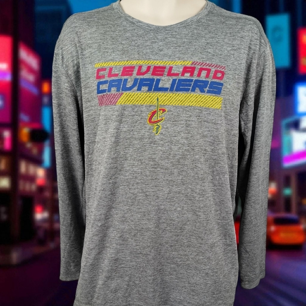 Cleveland Cavaliers Lrg Men Shirt NBA TX3 Cool Long Sleeve Gray Team Logo Shirt